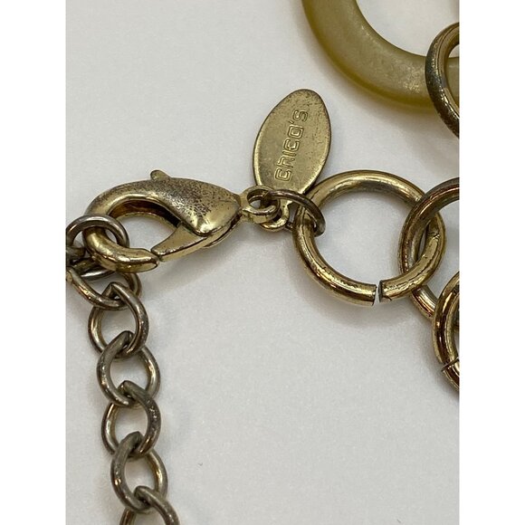 Chunky Gold-Tone Long Necklace With Acrylic Links Beaded Accents & Lobster Clasp - Picture 4 of 8